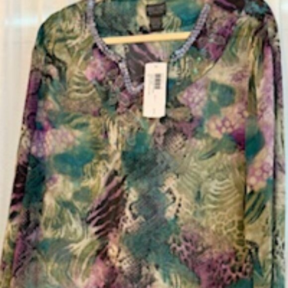 Chicos Print Blouse. XL Size 2 - Picture 4 of 4